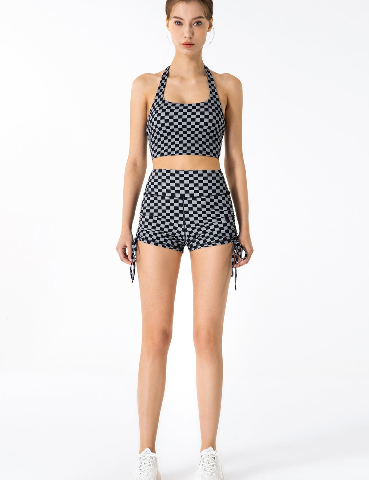 GRID GIRL Cami Bra & Side Drawstring Shorts Sets by bornfocus