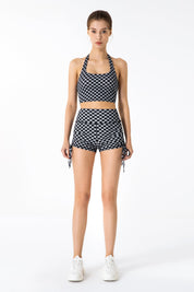 GRID GIRL Cami Bra & Side Drawstring Shorts Sets by bornfocus