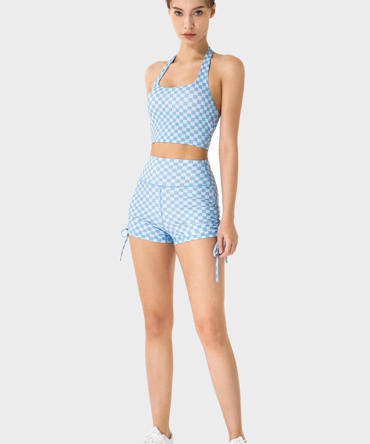 GRID GIRL Cami Bra & Side Drawstring Shorts Sets by bornfocus