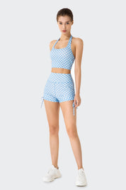 GRID GIRL Cami Bra & Side Drawstring Shorts Sets by bornfocus