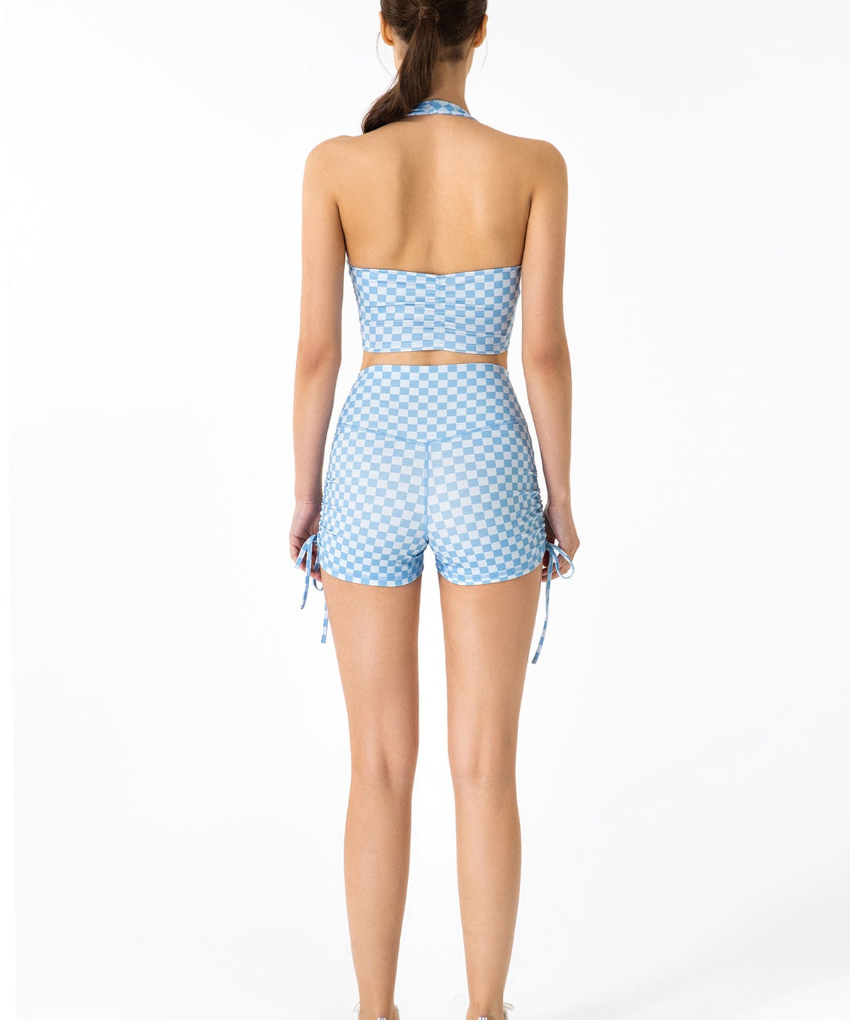 GRID GIRL Cami Bra & Side Drawstring Shorts Sets by bornfocus