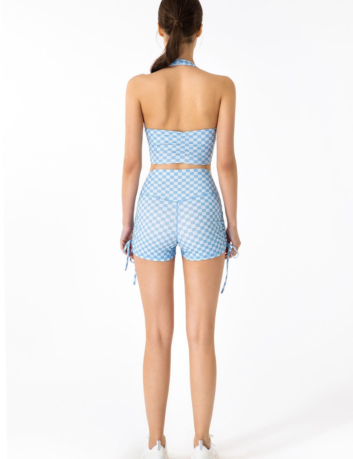 GRID GIRL Cami Bra & Side Drawstring Shorts Sets by bornfocus