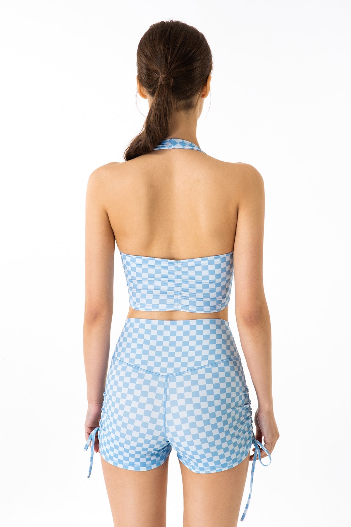 GRID GIRL Cami Bra & Side Drawstring Shorts Sets by bornfocus