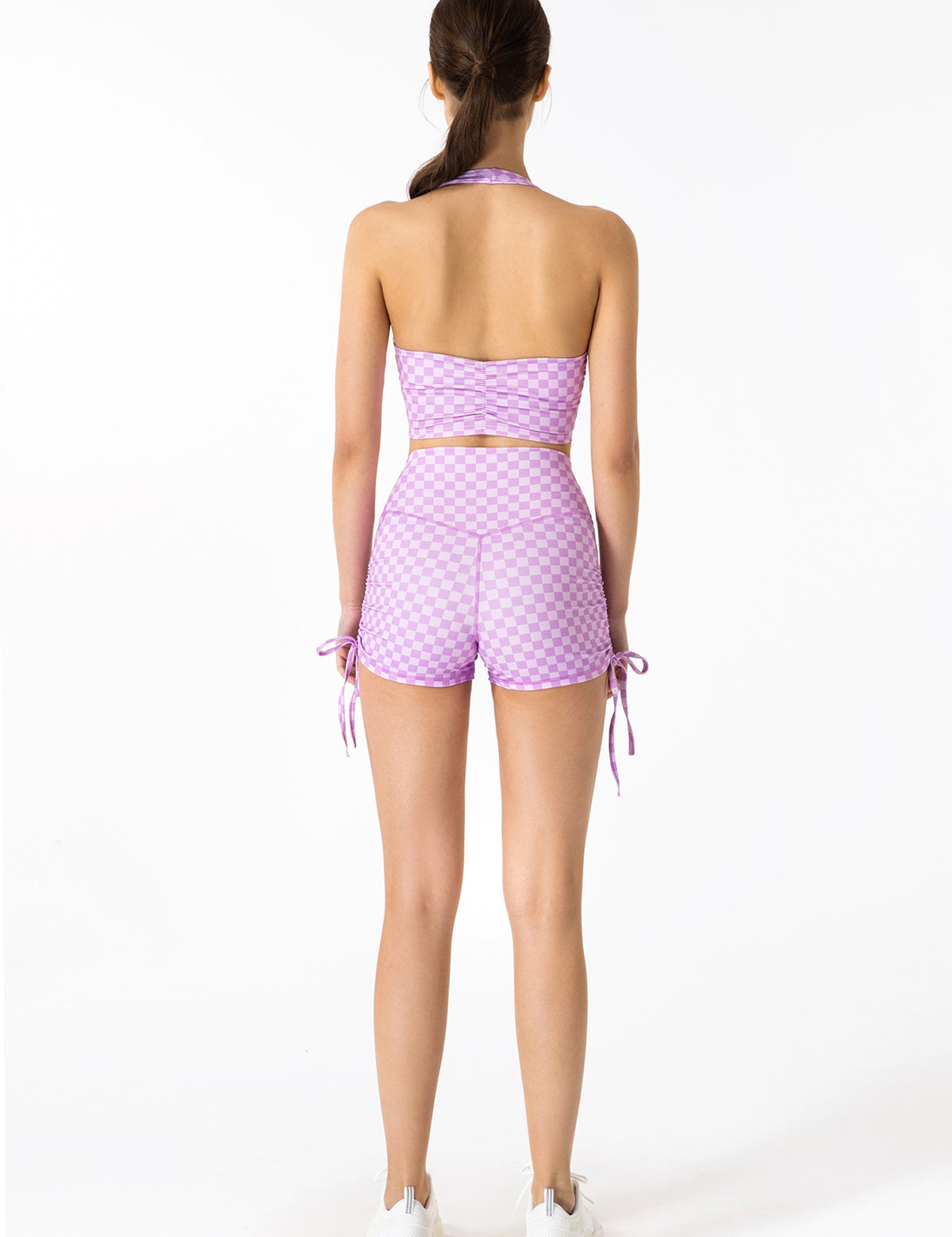 GRID GIRL Cami Bra & Side Drawstring Shorts Sets by bornfocus