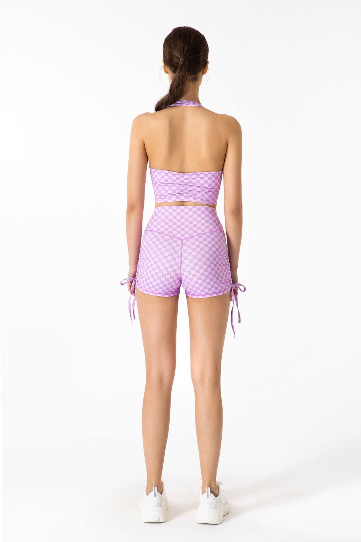 GRID GIRL Cami Bra & Side Drawstring Shorts Sets by bornfocus