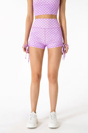 GRID GIRL Cami Bra & Side Drawstring Shorts Sets by bornfocus