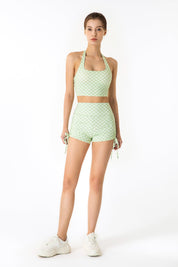 GRID GIRL Cami Bra & Side Drawstring Shorts Sets by bornfocus