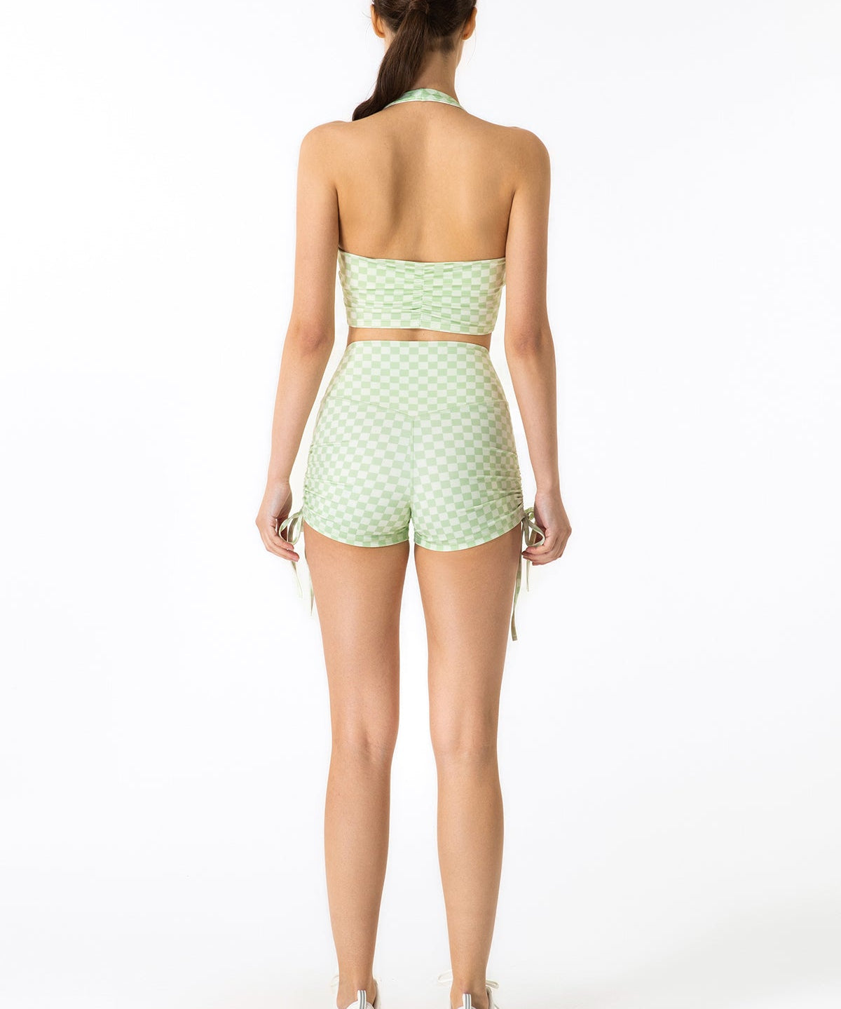 GRID GIRL Cami Bra & Side Drawstring Shorts Sets by bornfocus