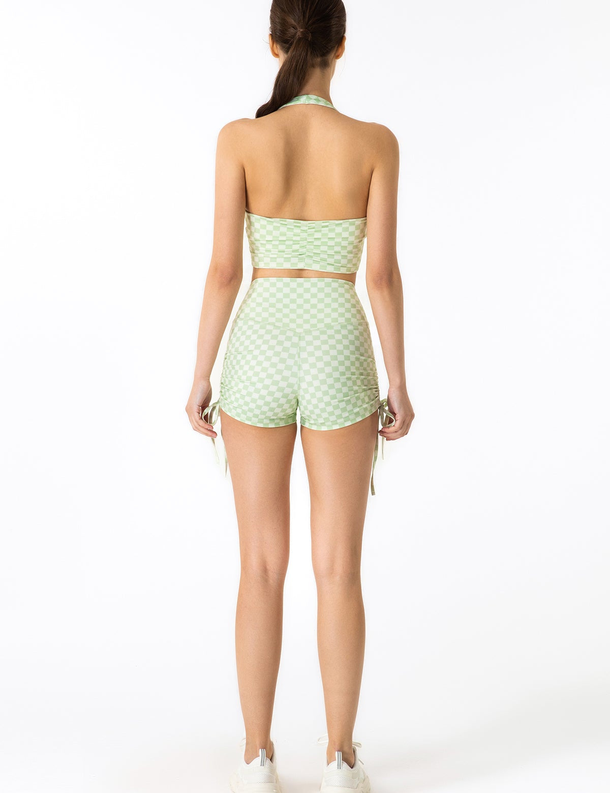 GRID GIRL Cami Bra & Side Drawstring Shorts Sets by bornfocus