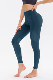 High-Waist Mesh Insert Ankle Leggings by bornfocus