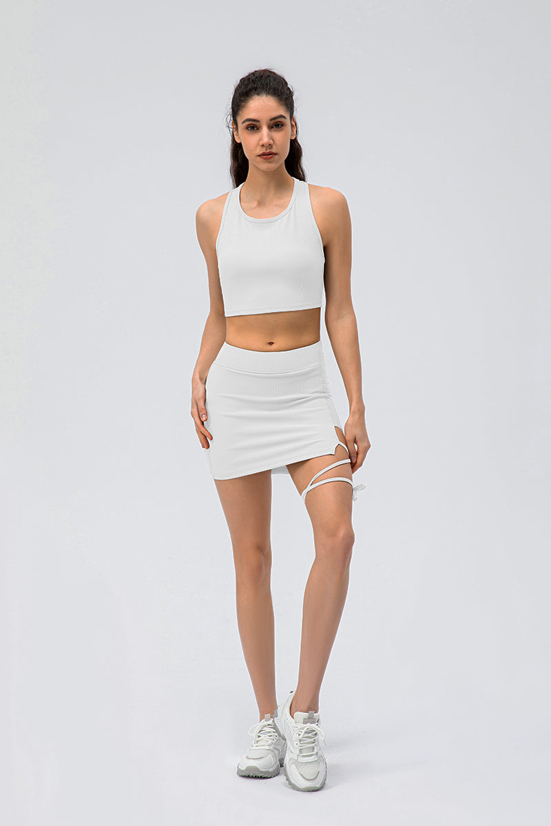 Ribbed Crop Tops Sleeveless Shirts by bornfocus