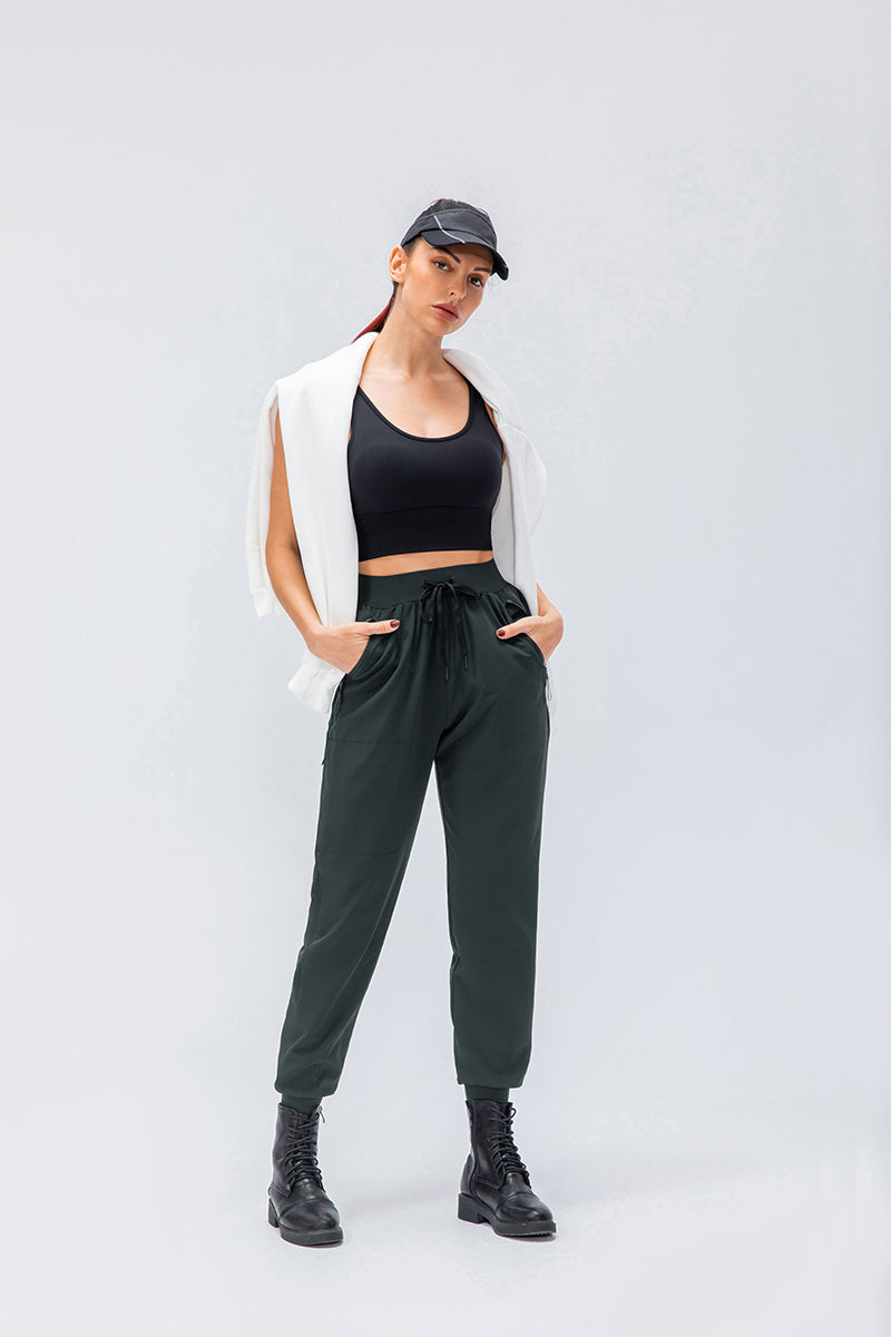 High-Waist Tapered Jogger Pant with Drawstring by bornfocus