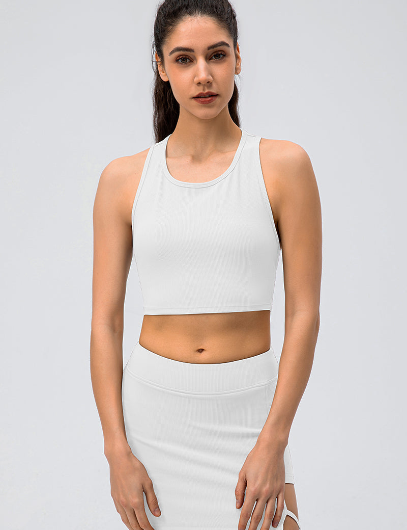 Ribbed Crop Tops Sleeveless Shirts by bornfocus