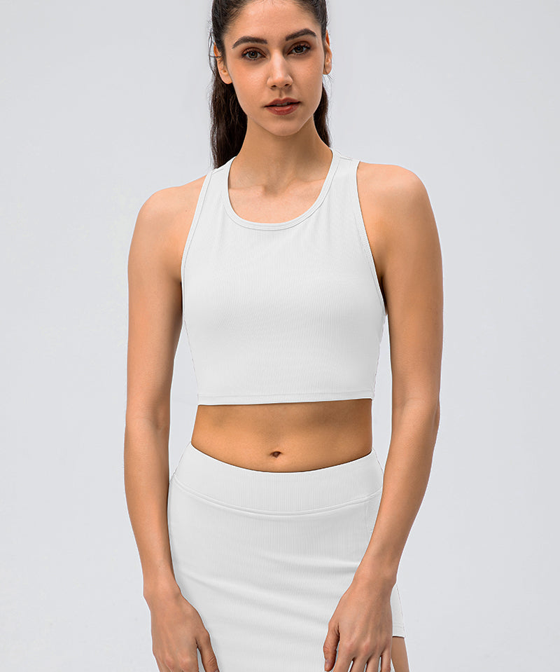 Ribbed Crop Tops Sleeveless Shirts by bornfocus