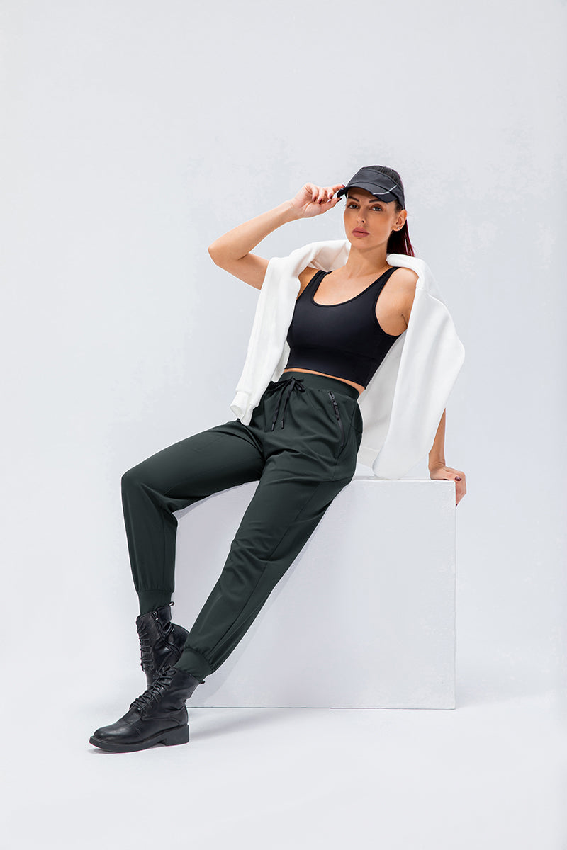 High-Waist Tapered Jogger Pant with Drawstring by bornfocus