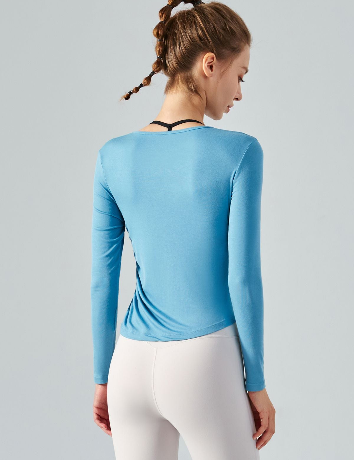 Asymmetrical Hem Long Sleeve Tops with Drawstring by bornfocus