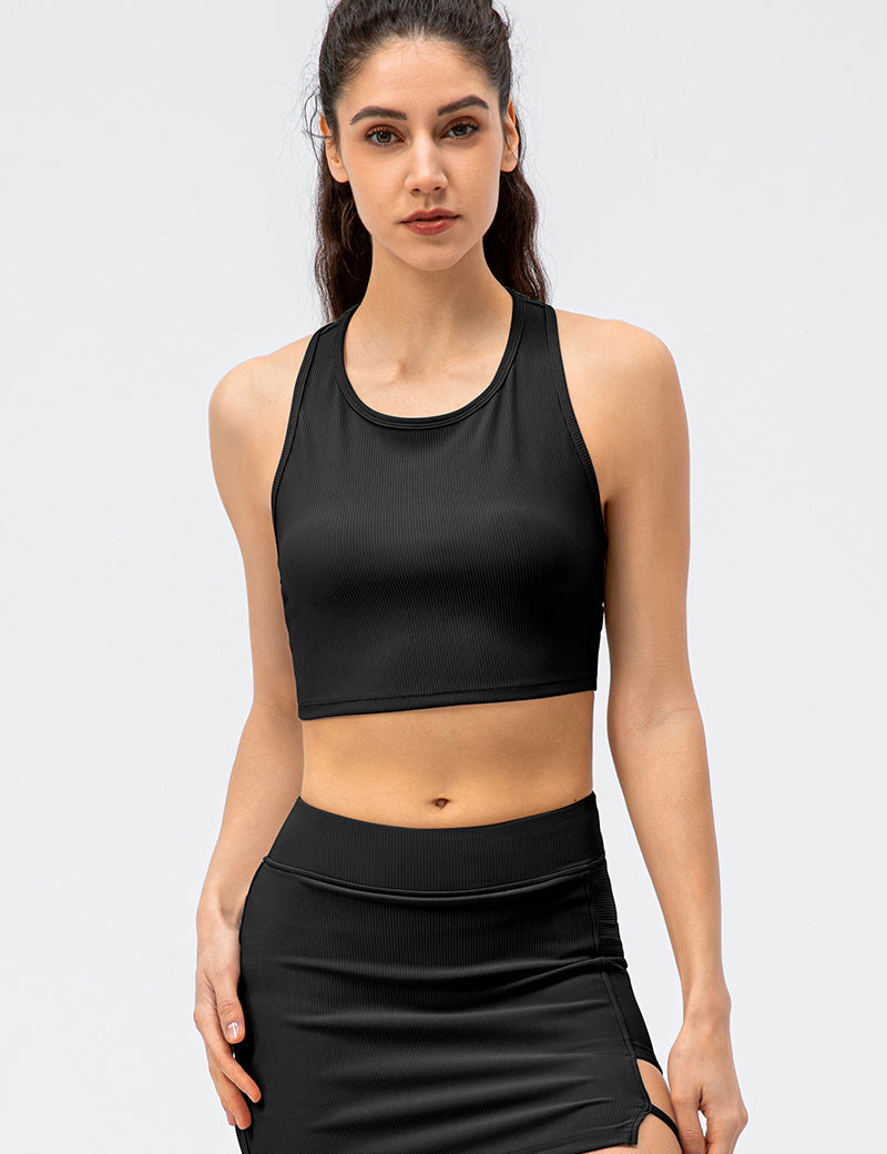 Ribbed Crop Tops Sleeveless Shirts by bornfocus