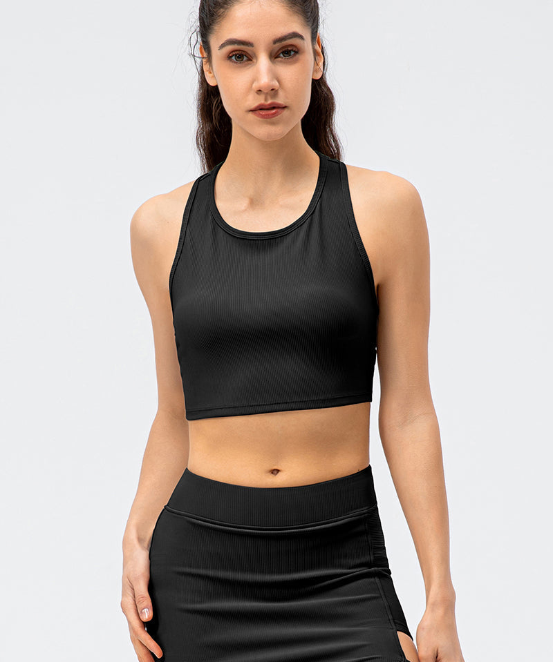 Ribbed Crop Tops Sleeveless Shirts by bornfocus