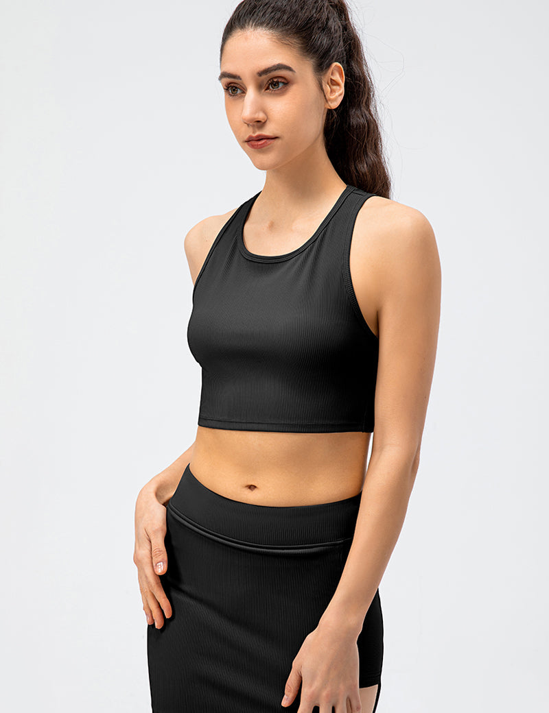 Ribbed Crop Tops Sleeveless Shirts by bornfocus