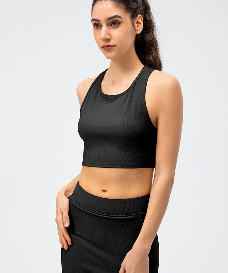 Ribbed Crop Tops Sleeveless Shirts by bornfocus