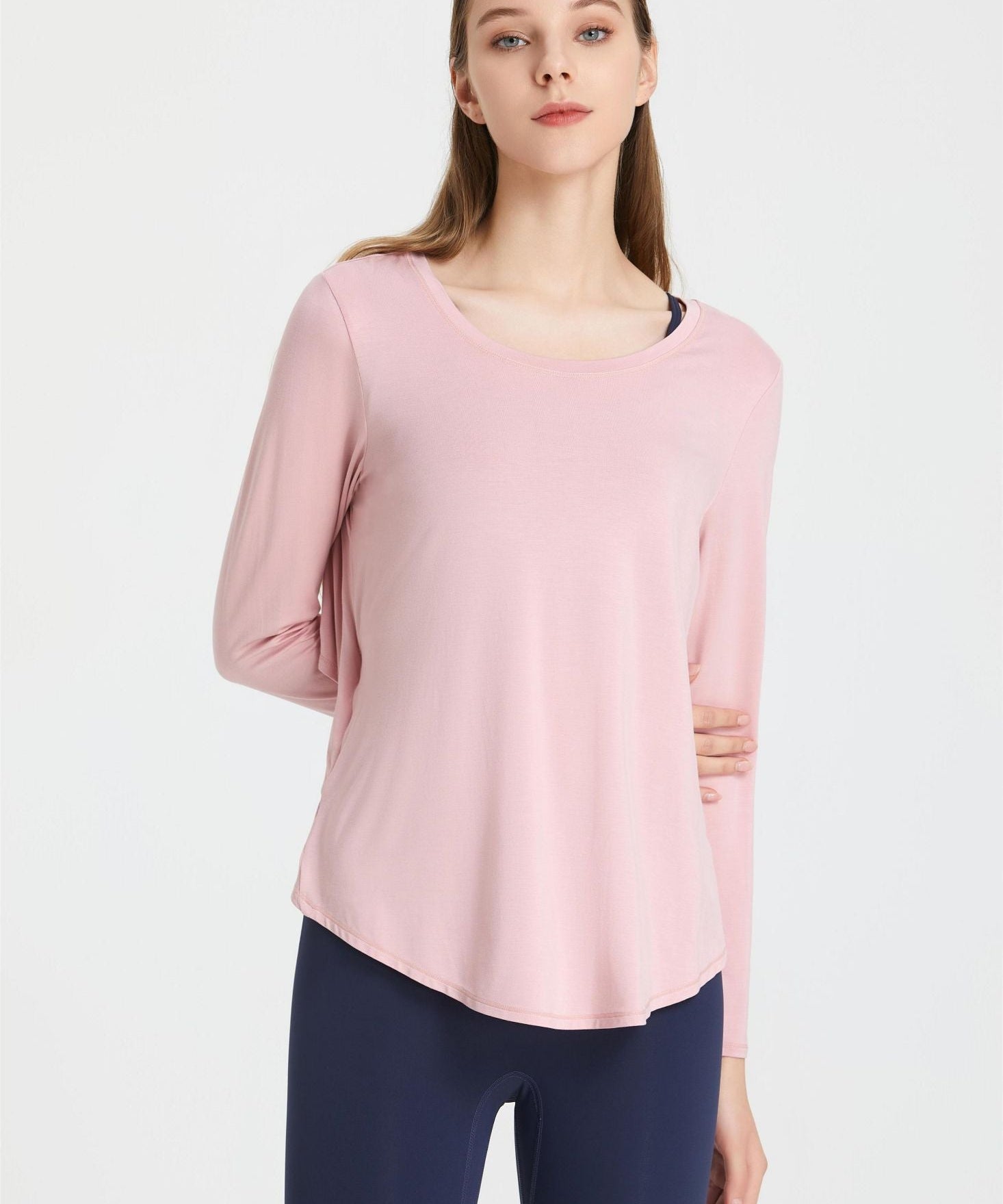 Back Waist Cutout Tie Long Sleeve T-Shirt by bornfocus