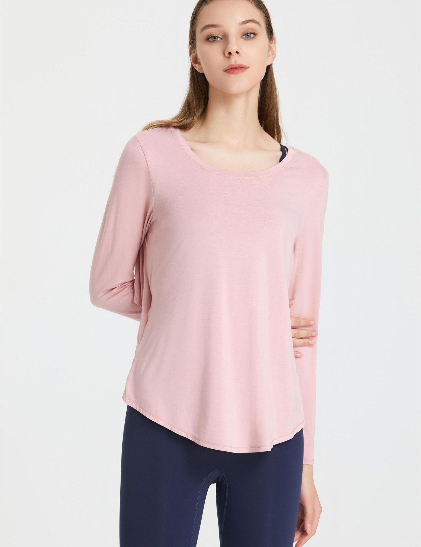 Back Waist Cutout Tie Long Sleeve T-Shirt by bornfocus