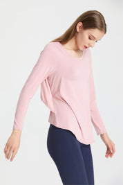 Back Waist Cutout Tie Long Sleeve T-Shirt by bornfocus