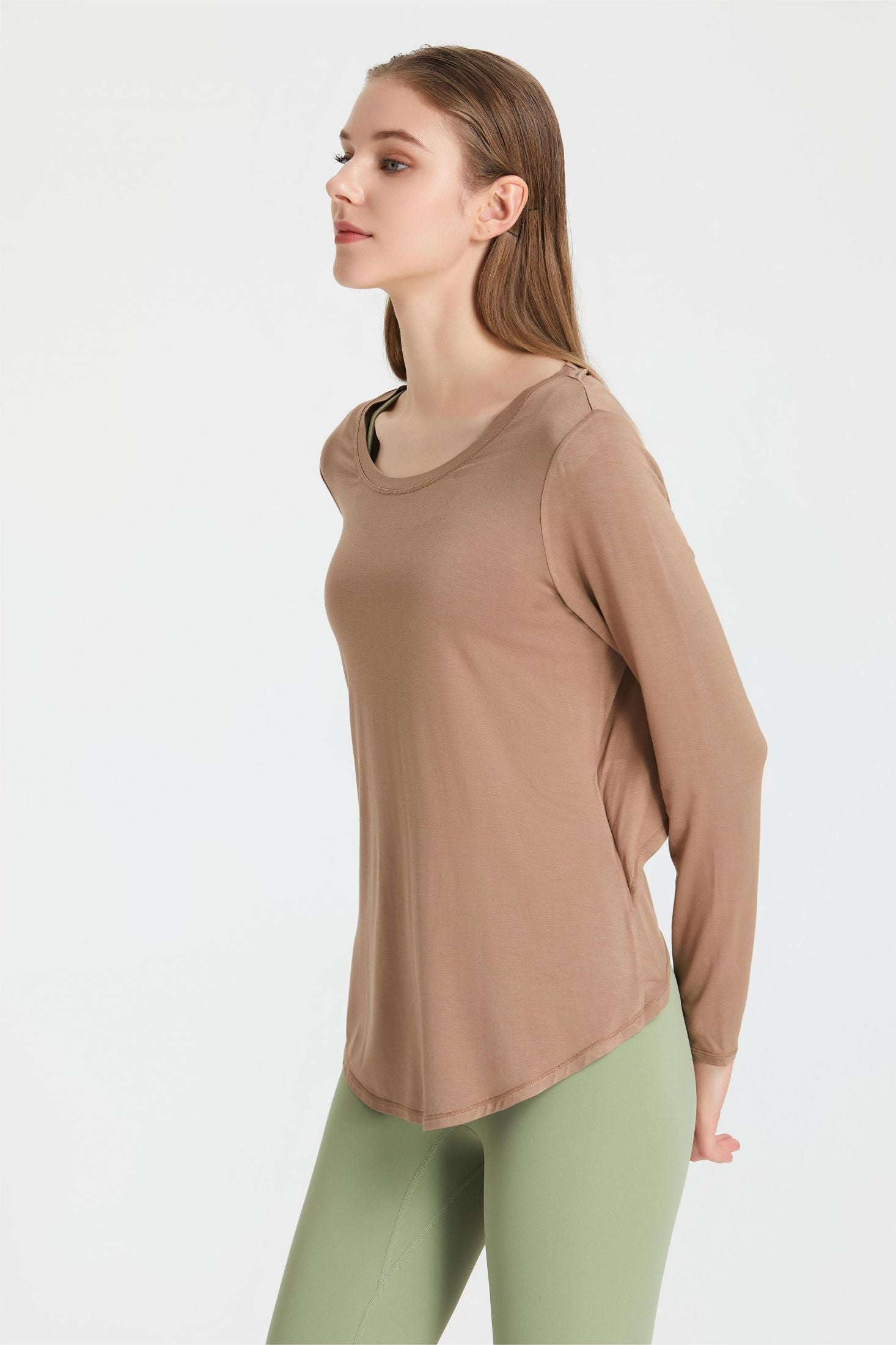 Back Waist Cutout Tie Long Sleeve T-Shirt by bornfocus