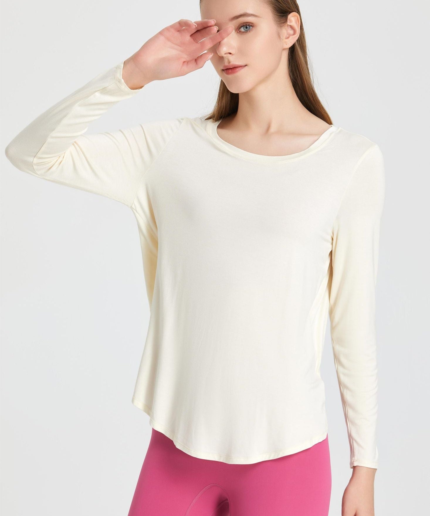 Back Waist Cutout Tie Long Sleeve T-Shirt by bornfocus