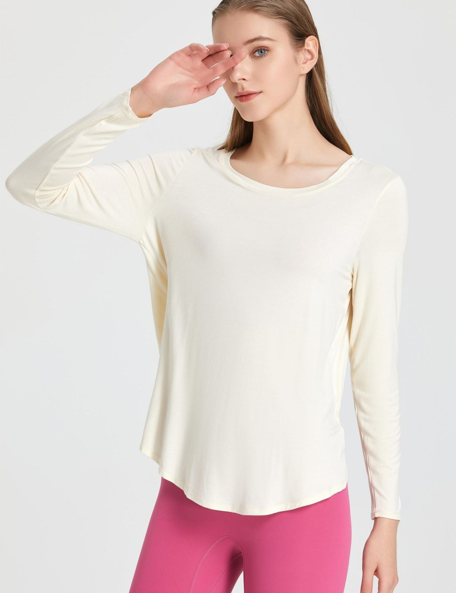 Back Waist Cutout Tie Long Sleeve T-Shirt by bornfocus