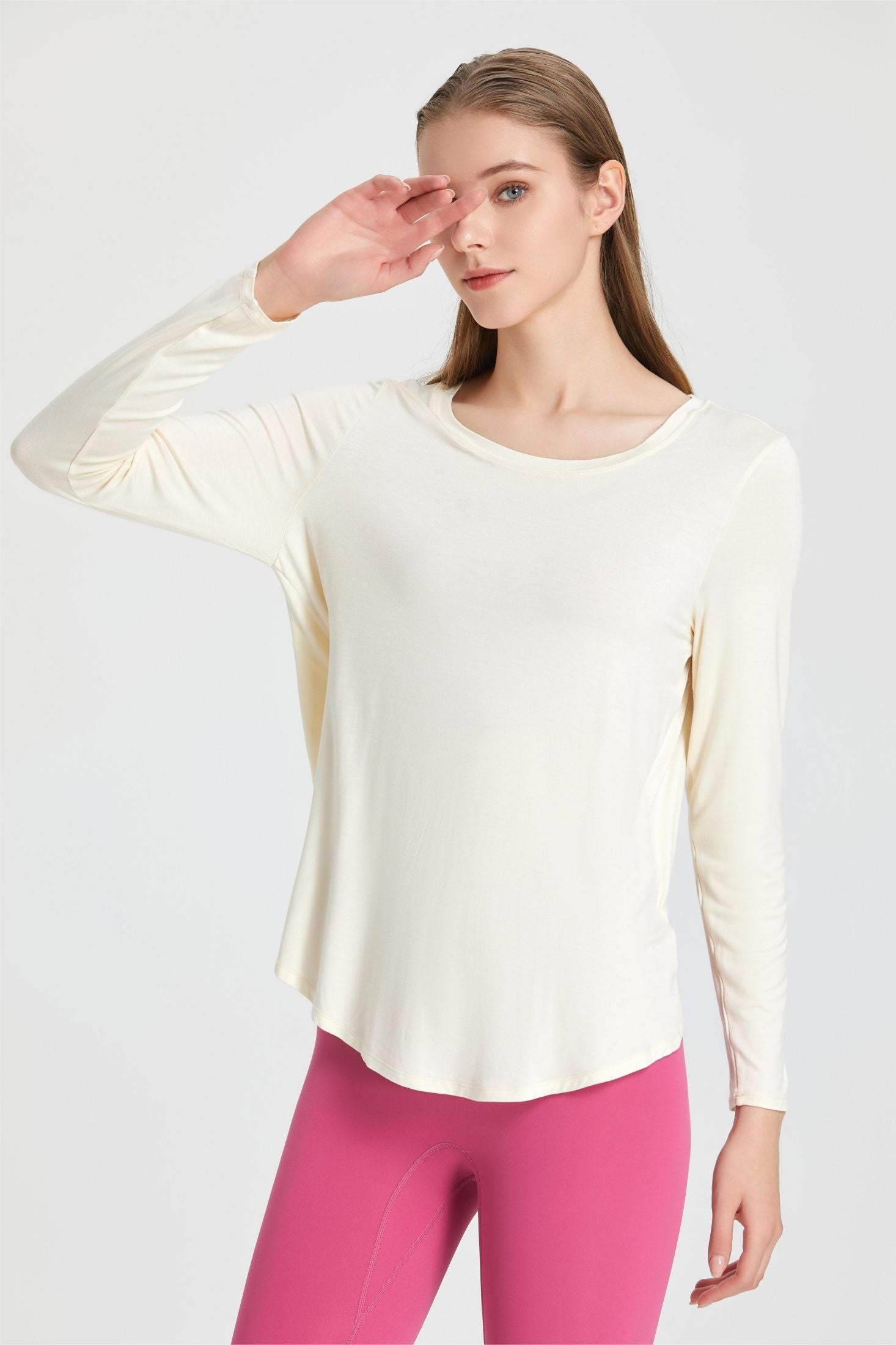 Back Waist Cutout Tie Long Sleeve T-Shirt by bornfocus