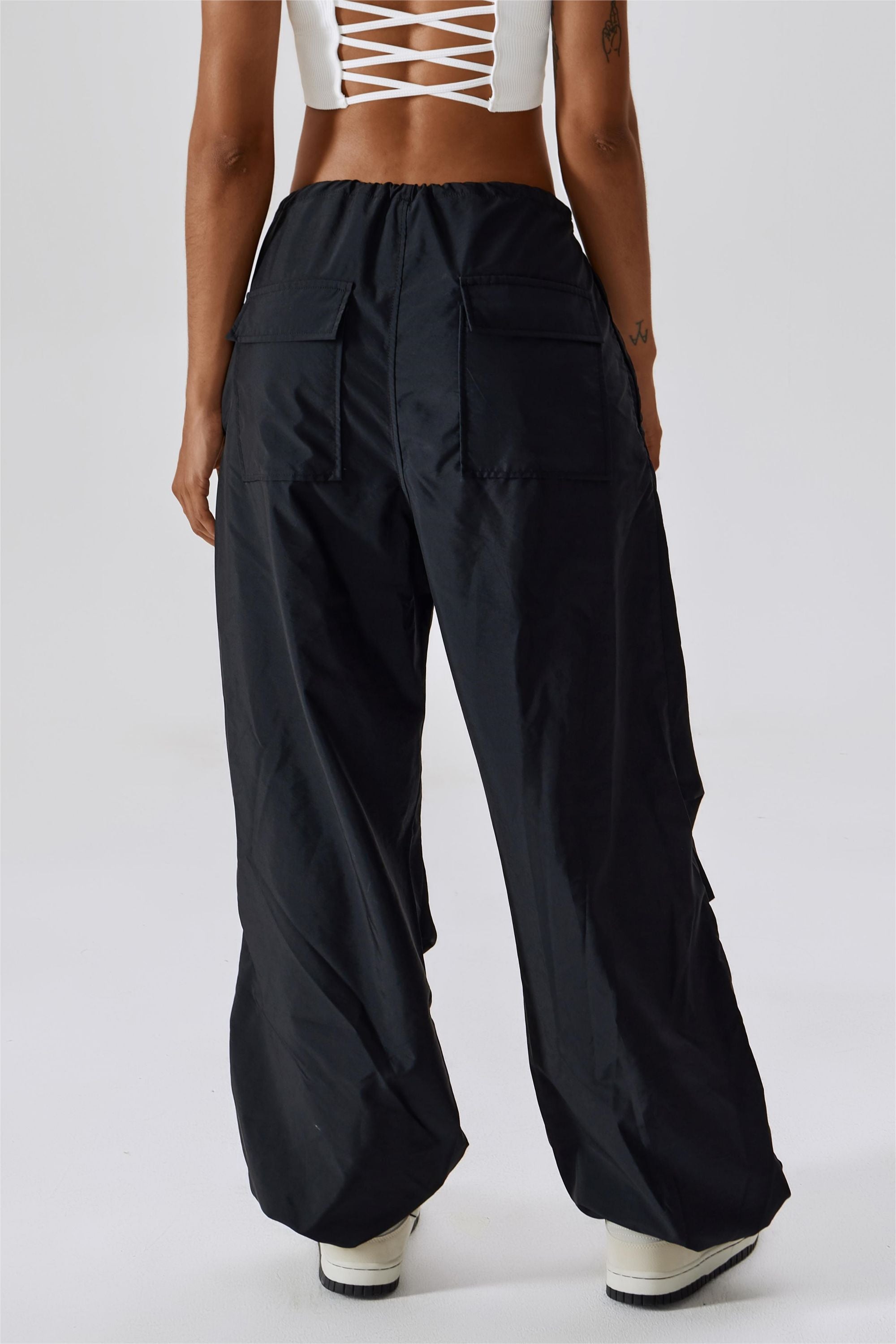 Baggy Cargo Pants with Drawstring by bornfocus