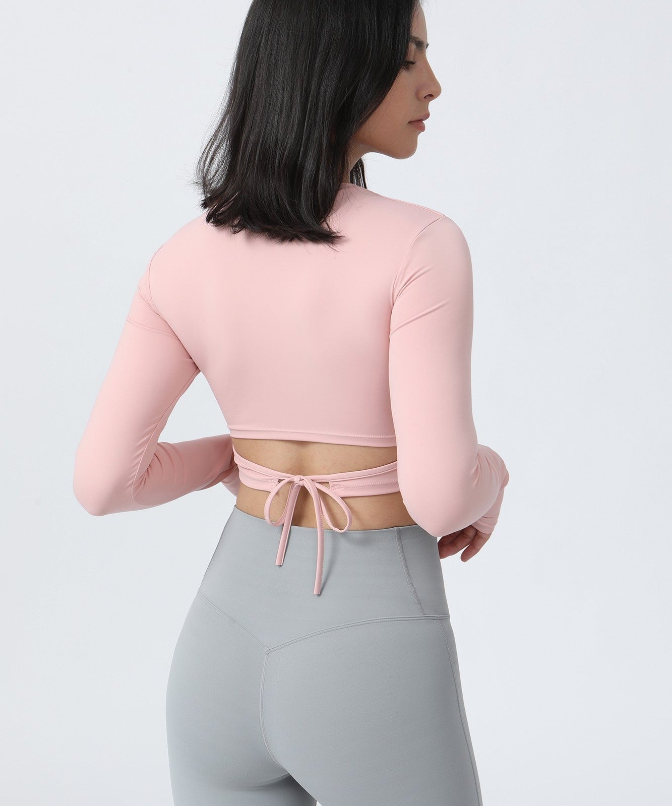 Long Sleeve Crop Shirt with Thumbholes by bornfocus