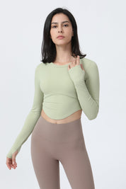 Long Sleeve Crop Shirt with Thumbholes by bornfocus