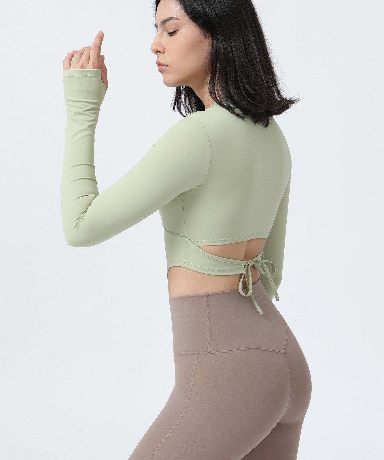 Long Sleeve Crop Shirt with Thumbholes by bornfocus