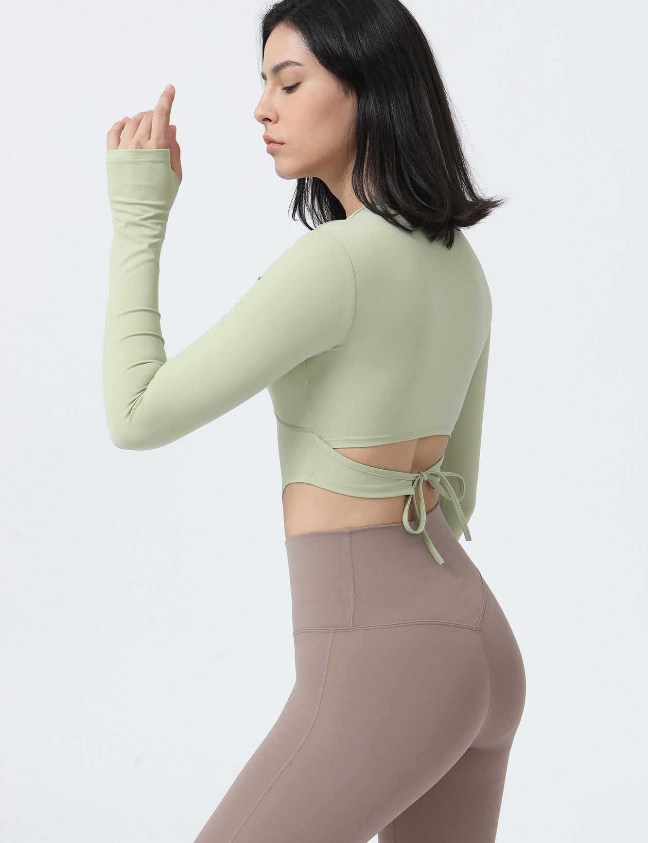 Long Sleeve Crop Shirt with Thumbholes by bornfocus