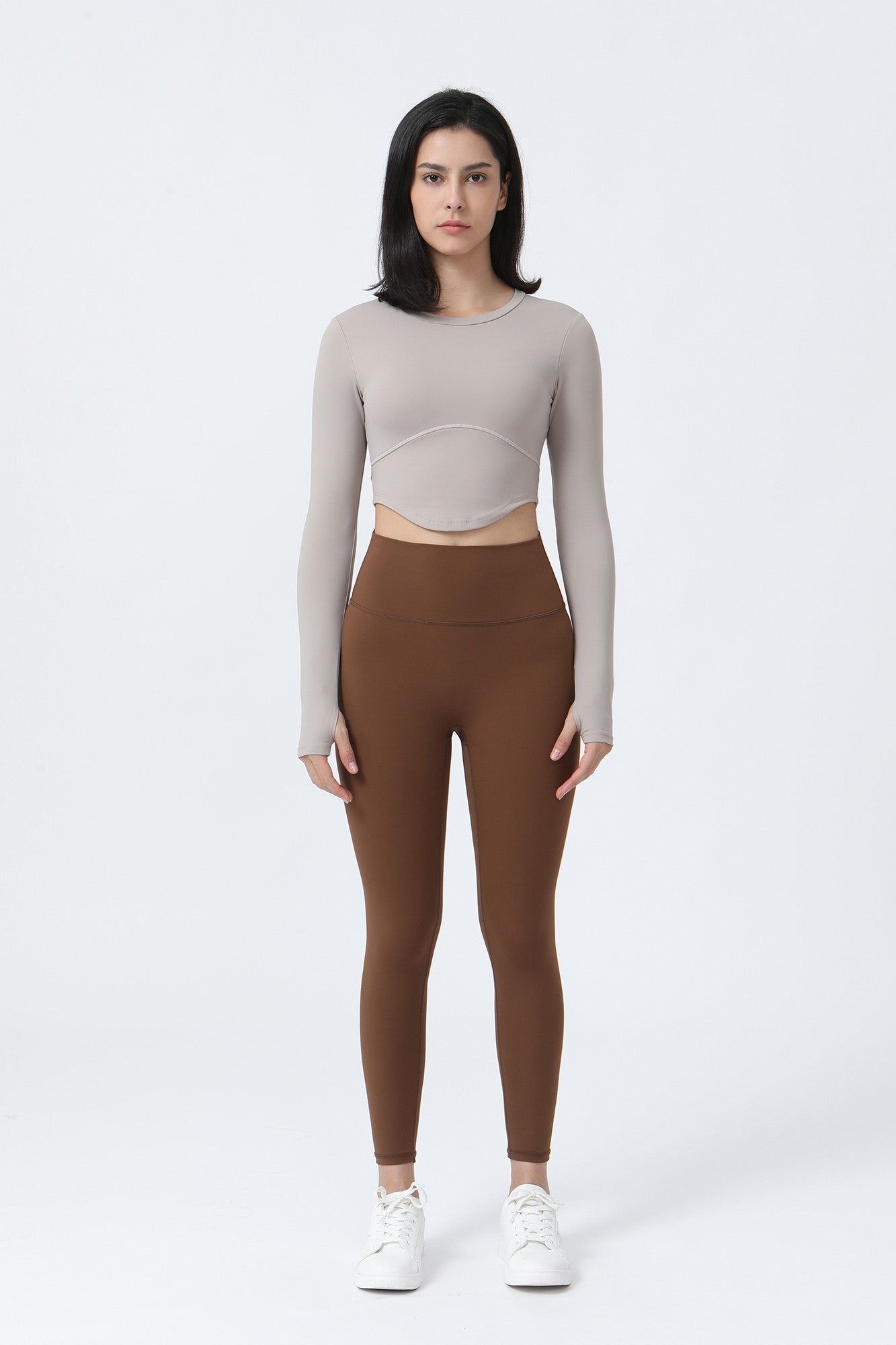 Long Sleeve Crop Shirt with Thumbholes by bornfocus