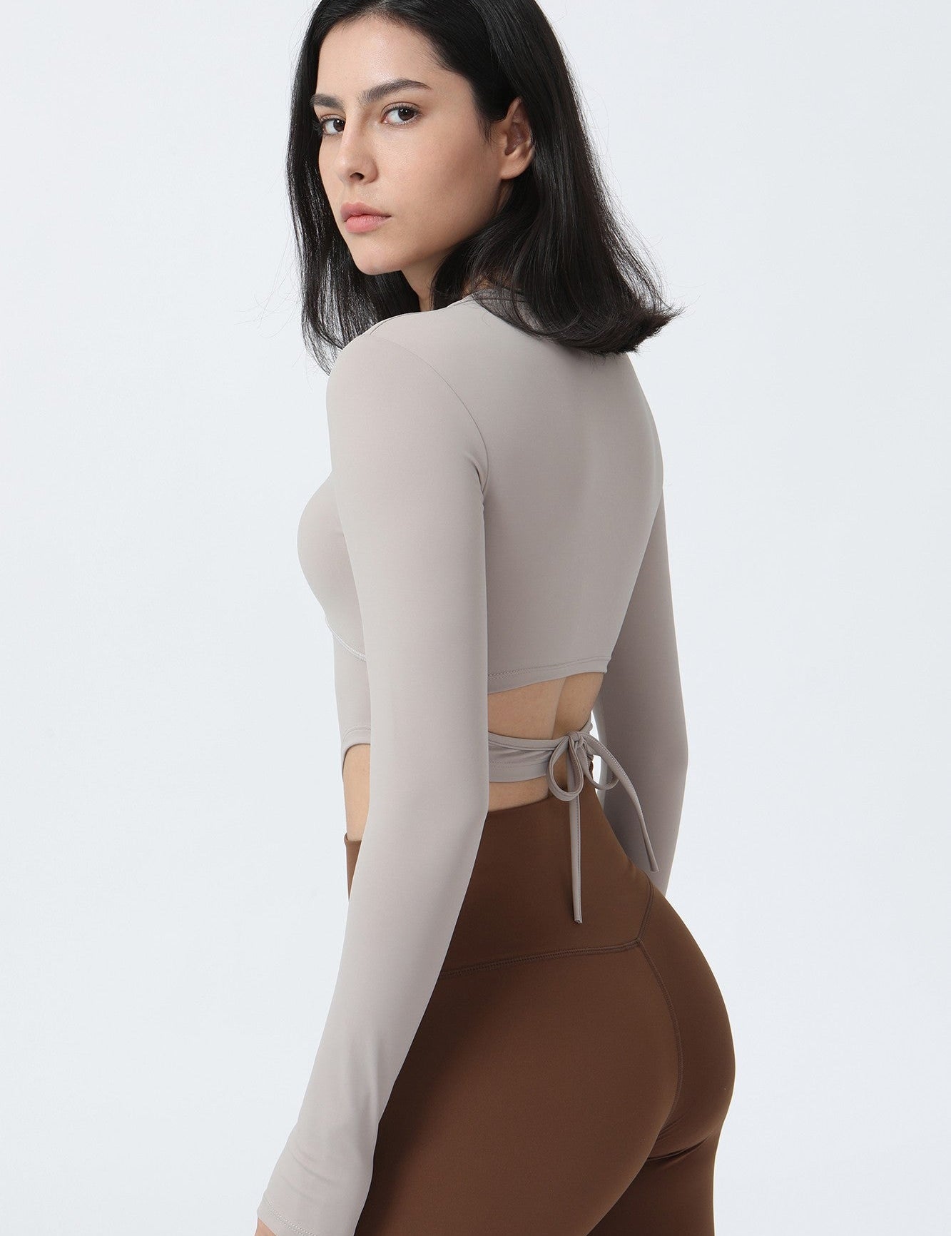 Long Sleeve Crop Shirt with Thumbholes by bornfocus