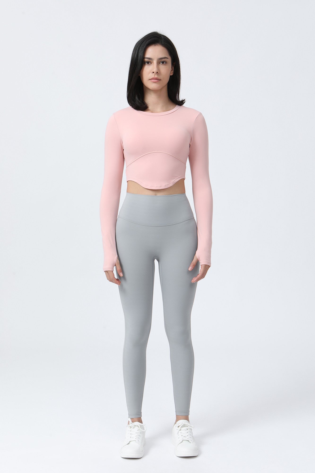 Long Sleeve Crop Shirt with Thumbholes by bornfocus