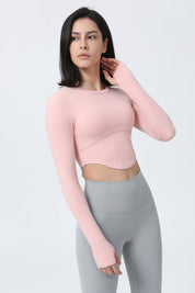 Long Sleeve Crop Shirt with Thumbholes by bornfocus