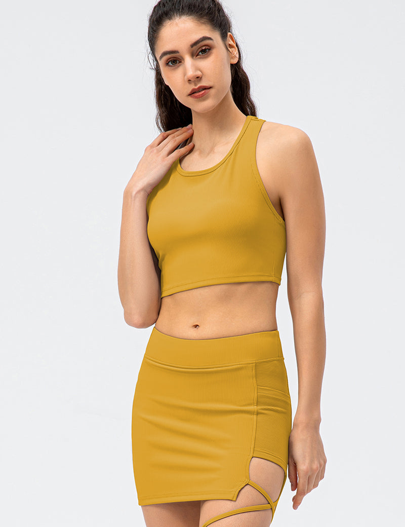 Ribbed Crop Tops Sleeveless Shirts by bornfocus