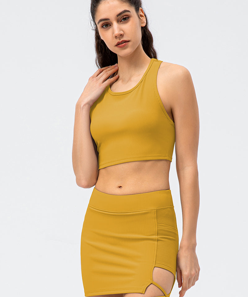 Ribbed Crop Tops Sleeveless Shirts by bornfocus