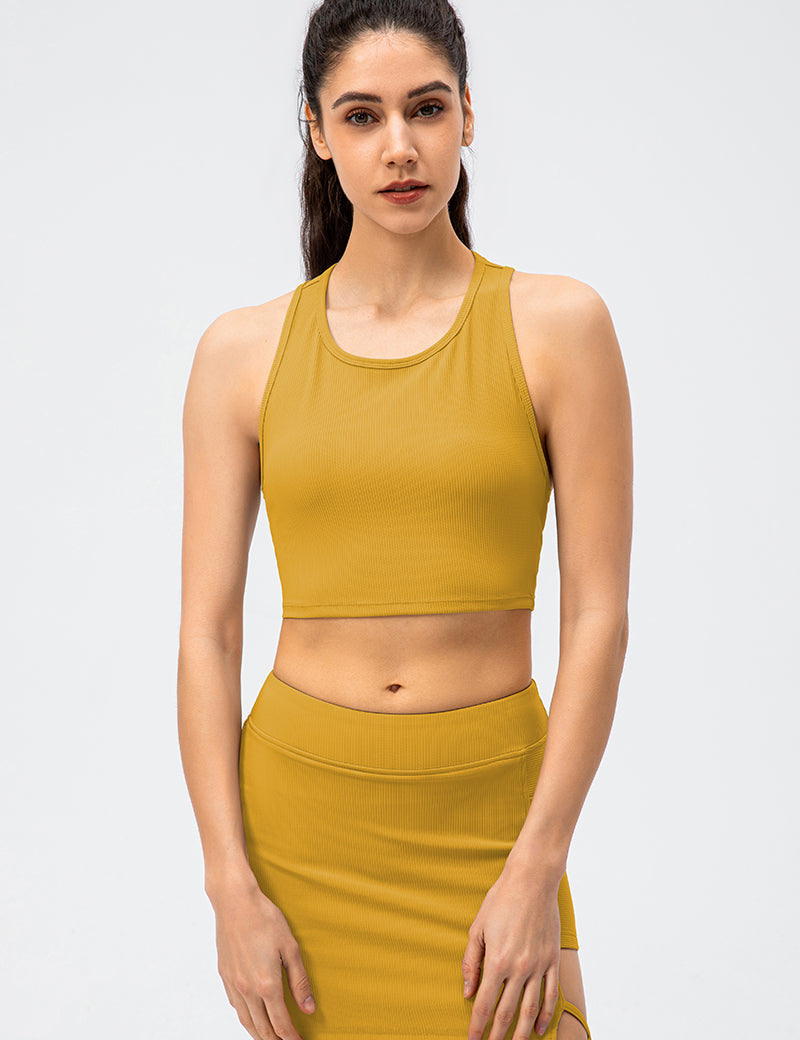 Ribbed Crop Tops Sleeveless Shirts by bornfocus