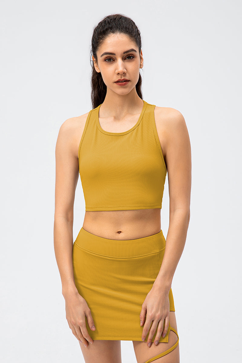 Ribbed Crop Tops Sleeveless Shirts by bornfocus