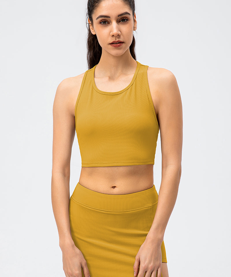 Ribbed Crop Tops Sleeveless Shirts by bornfocus