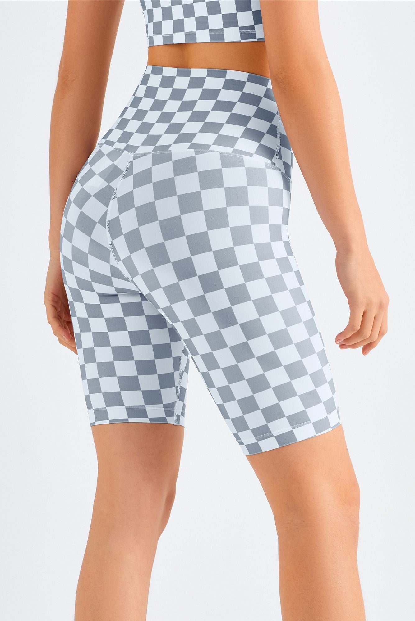 Checkerboard Sports Bra & Biker Shorts Activewear Set by bornfocus