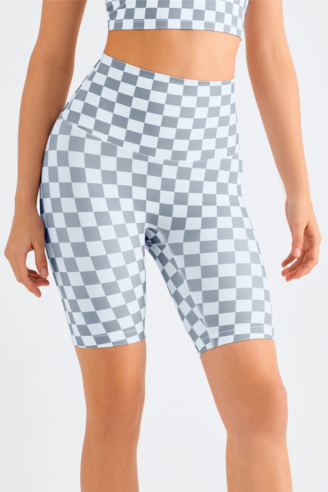 Checkerboard Sports Bra & Biker Shorts Activewear Set by bornfocus