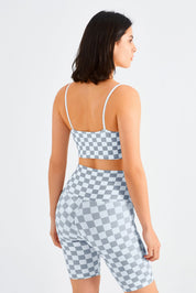 Checkerboard Sports Bra & Biker Shorts Activewear Set by bornfocus