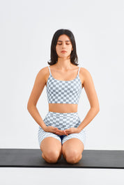 Checkerboard Sports Bra & Biker Shorts Activewear Set by bornfocus