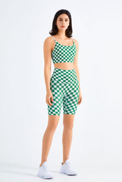 Checkerboard Sports Bra & Biker Shorts Activewear Set by bornfocus